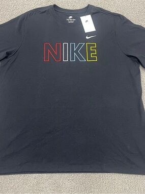 Nike Mens Embroidered Logo T-Shirt 2XL Black Multi Color NIKE Graphic Crewneck